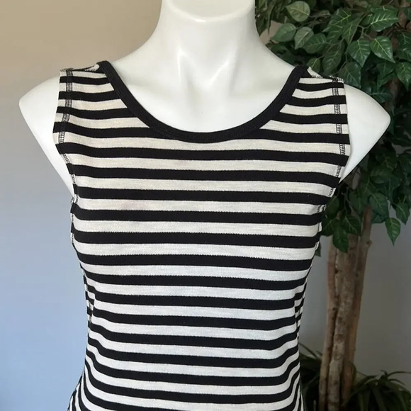 Athleta Women's San Remo Striped White/Black Tank Dress - Picture 2 of 7
